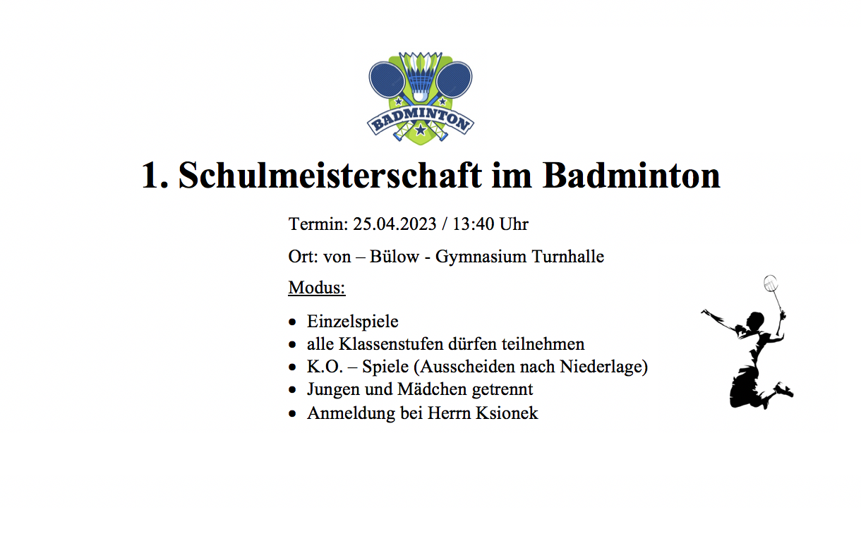 1. Schulmeisterschaften im Badminton